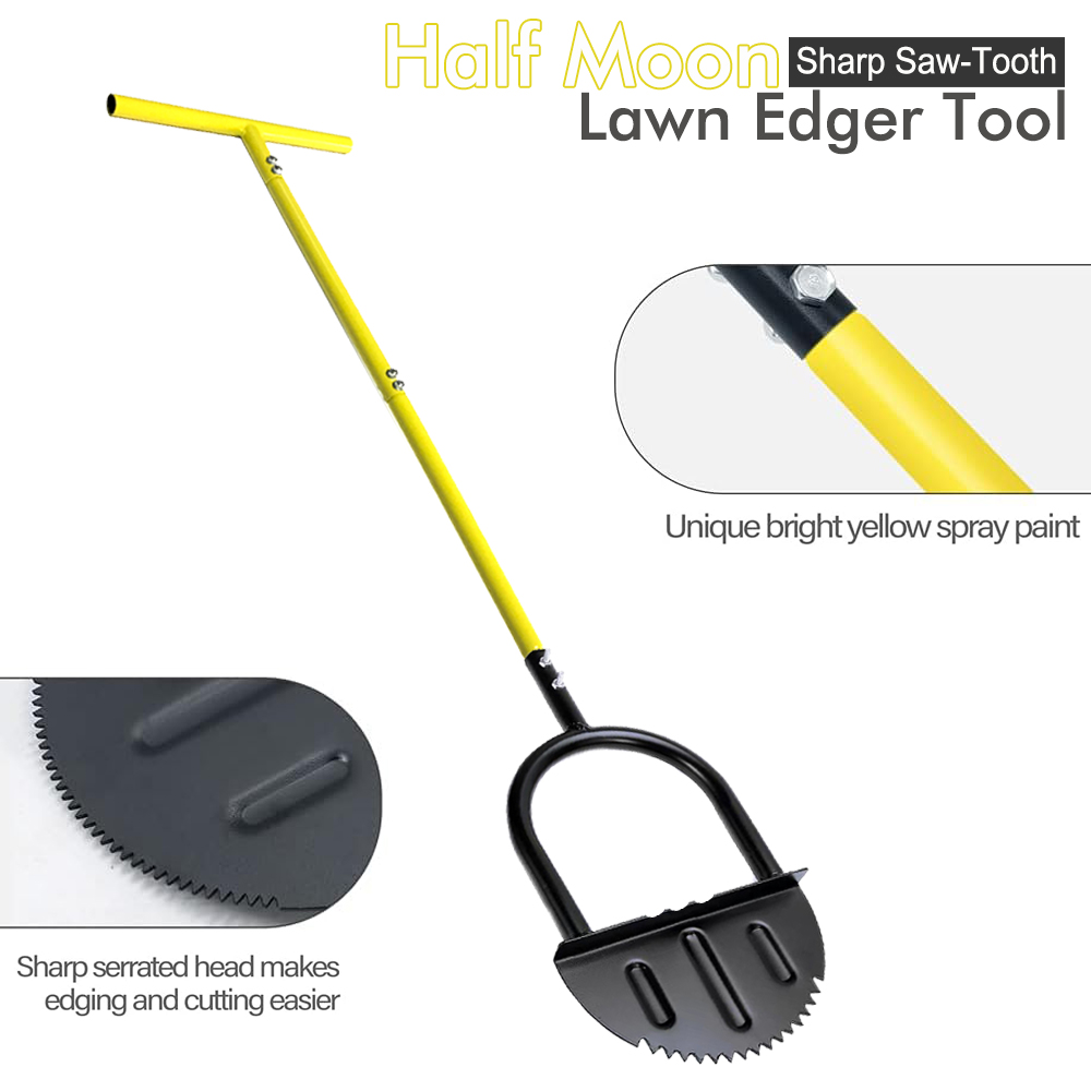 Gardening Tools Spade - 手動鋼の芝生のシャベル、Tグリップハンドル付きハーフムーンディガースペード、サイドウォーク用ガーデニングカッティングツール、グラスランド