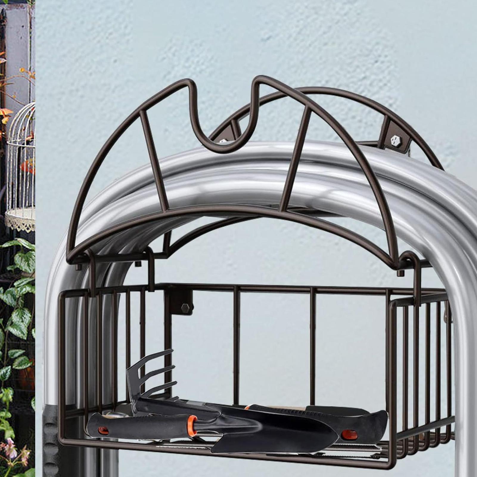 Gardening Tools Range - Multifuction ガーデンホースウォールホルダー壁マウント高耐久パイプシェルフラック屋外プール延長コードガレージ外側