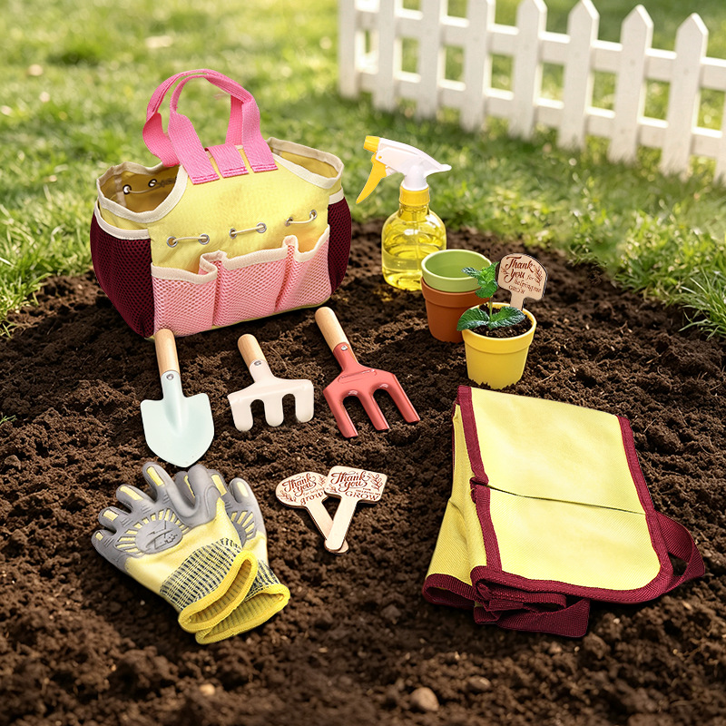 Gardening Tools Trowel - キッズガーデンツールセットごっこ遊び屋外シャベル熊手鍬水まきポットエプロン手袋植栽ビーチおもちゃ子供の誕生日プレゼント