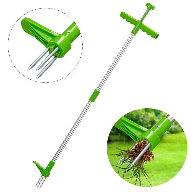Grass Seed Spreader - ポータブルロングハンドル付きガーデン芝刈り機,屋外庭用芝生ピンセット,草のルートプラー