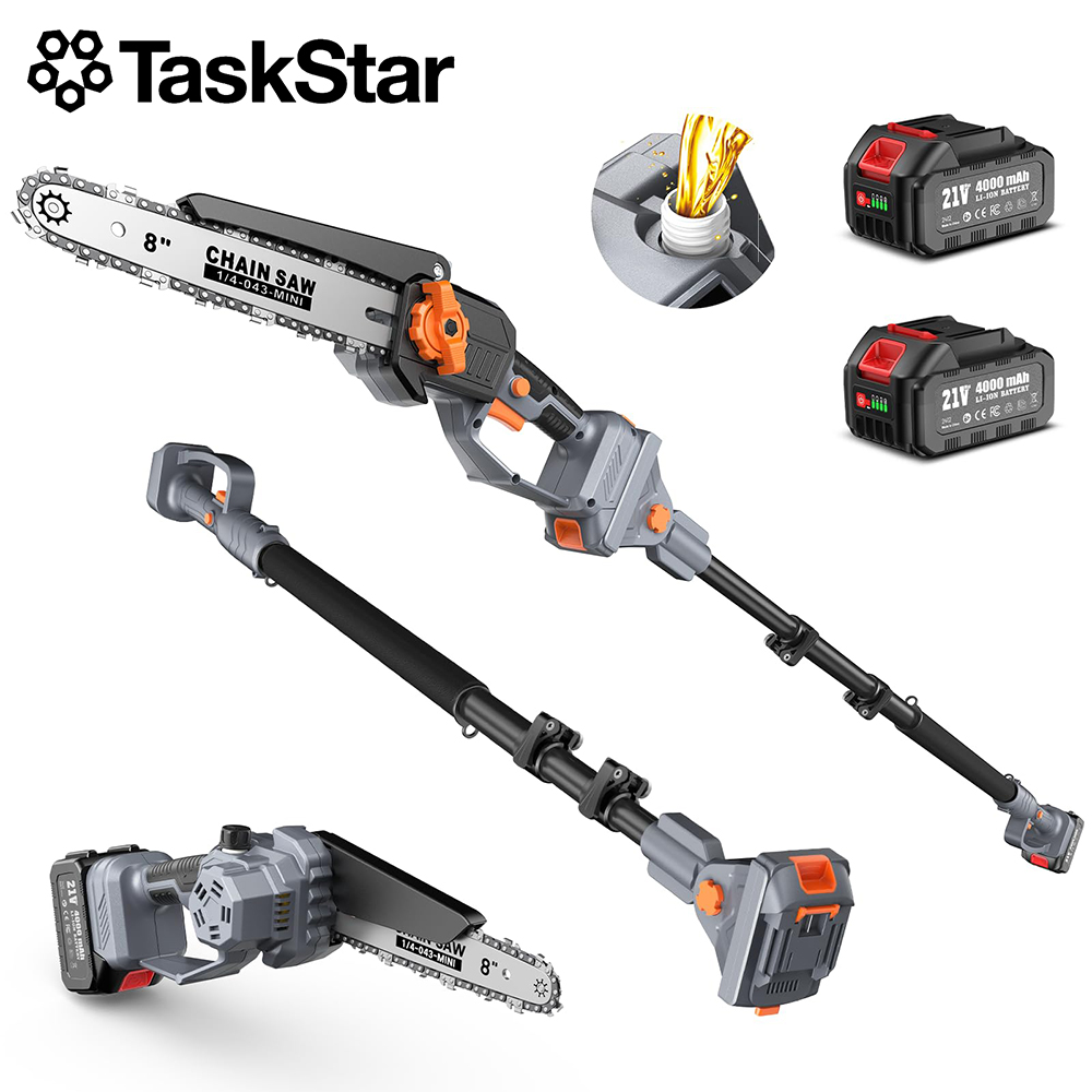 Gardening Tools Spade - TaskStar 8インチ伸縮式剪定鋸 ガーデンツリープルーナー チェーンソー 調節可能 15フィート