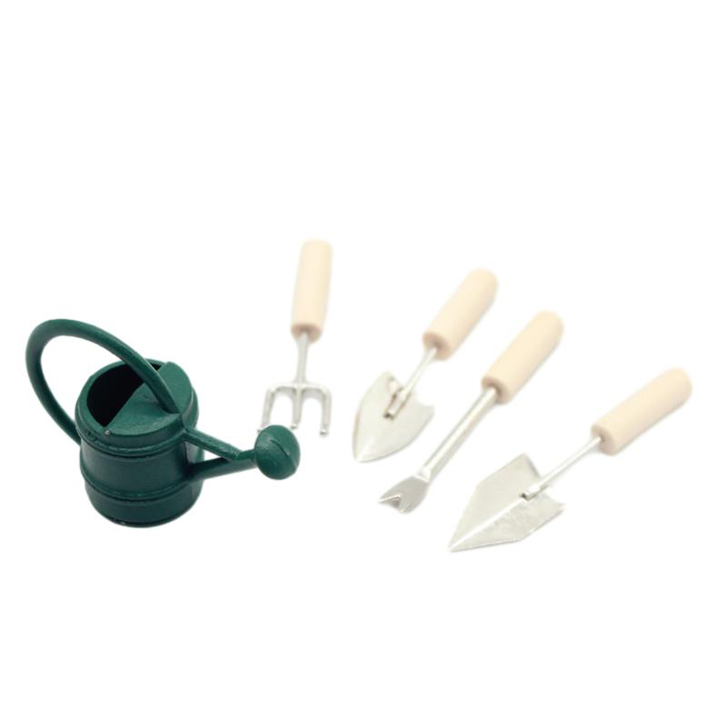 Gardening Tools Watering Can - ドールハウスミニチュアガーデンツール、散水缶、農業ツール、ガーデニングセット、ケトル、ショベル、フォーク、屋外、パティオ、モデル装飾玩具、1:12