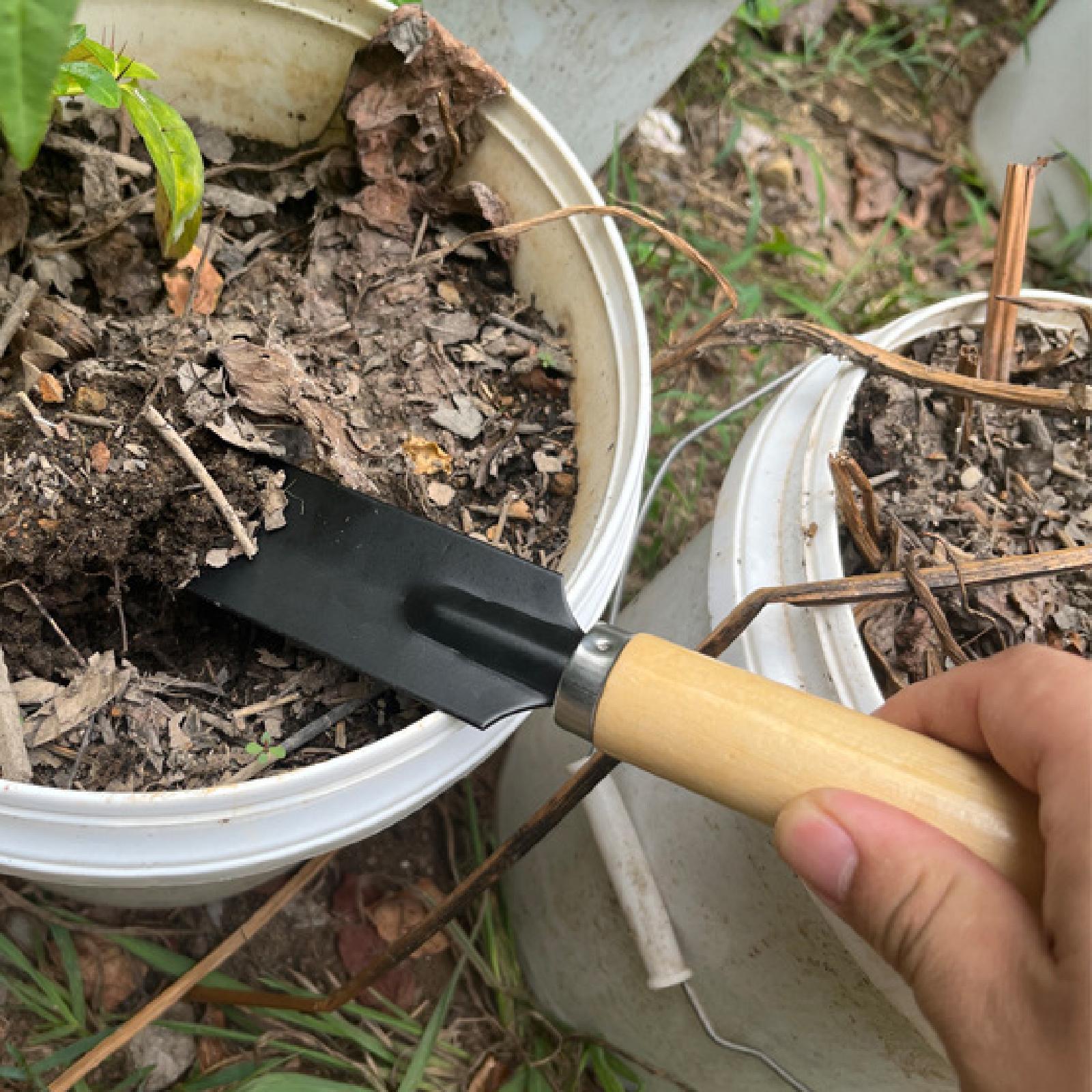 Gardening Tools Trowel - 小型ガーデンスパデ掘削ツール木製ハンドル多機能ガーデニングツールハンドトロウェル