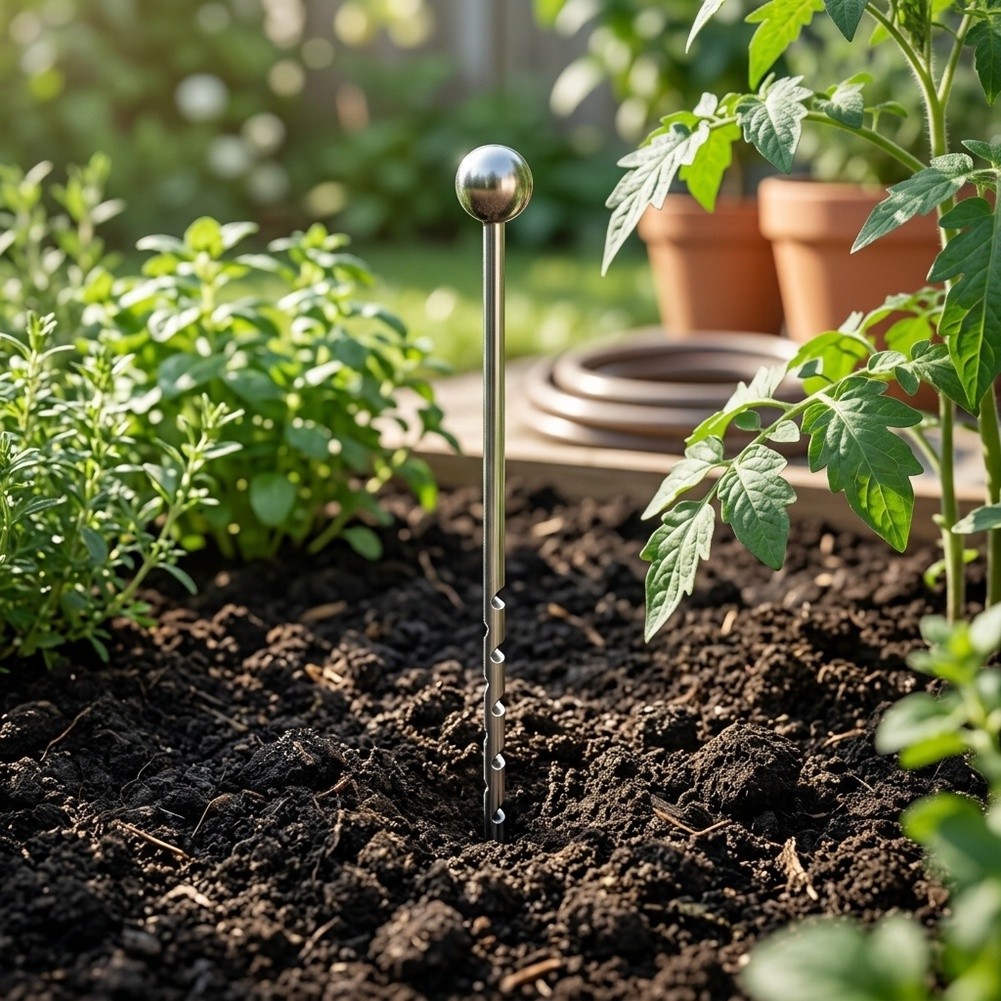 Gardening Tools Required - 14インチステンレス製土壌プローブ、農場土壌サンプリング用、水分測定ツール、携帯型、電源不要