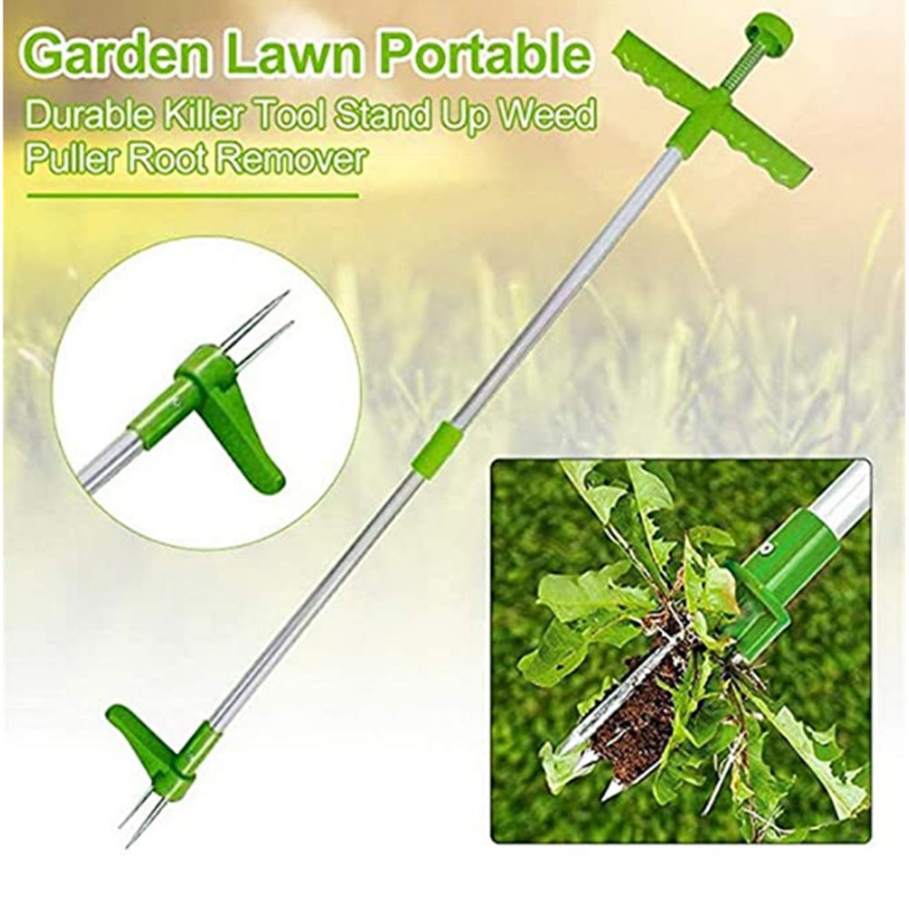 Grass Seed Spreader - 手動耐久性のあるキラーツールスタンドアップ雑草抜き根除去多機能庭の芝生ポータブルアルミハンドル曲がらずに