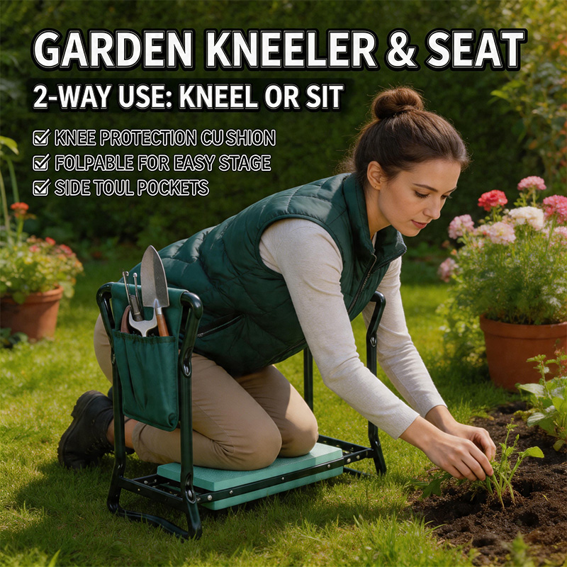 Garden Kneeling Pad - ガーデンニーラー 折りたたみ式ガーデンシート 厚く幅広のソフトニーリングパッド付き ヘビーデューティー多用途ガーデナースツール 膝用ガーデニングベンチ