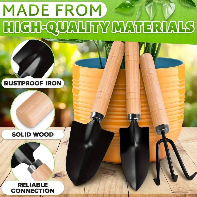 Gardening Tools Spade - 3PC/1セットミニガーデニングツールセットポータブル小型ガーデニングツールハンドル付きシャベル熊手屋内ガーデニング植栽花ツール