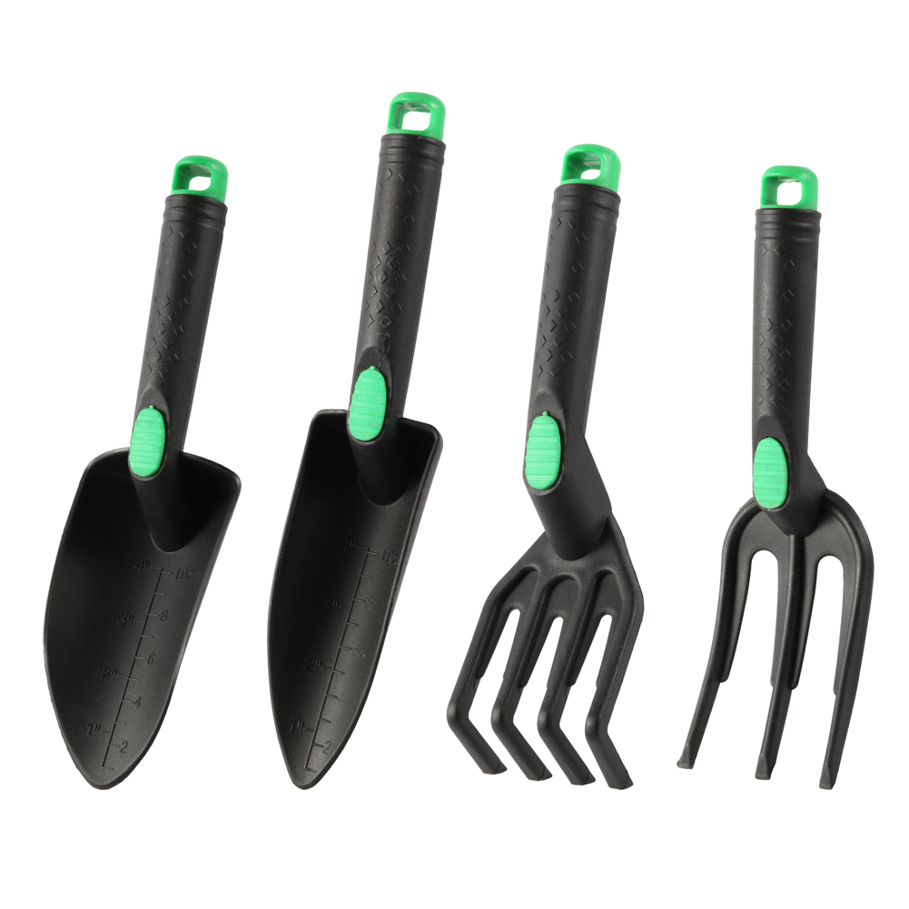 Gardening Tools Trowel - 4個のガーデンシャベルツールセット 土壌を緩めるレーキチップ 丸型シャベル 苗植え用 花を植える 土壌をシャベルで掘る