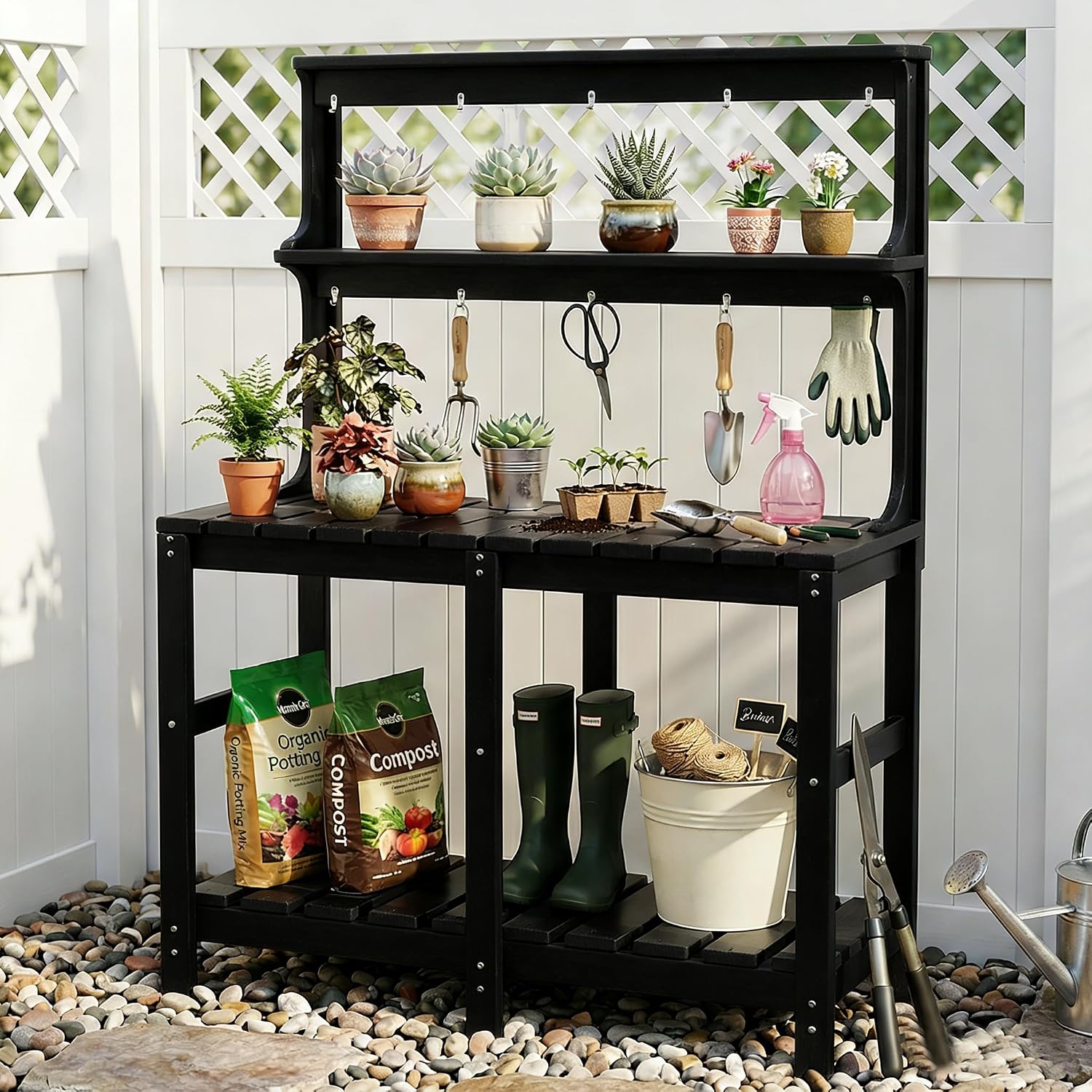 全天候型HDPE製ポッティングテーブルベンチ、ツールフック付 - Gardening Tools Toolstation のレビューと価格