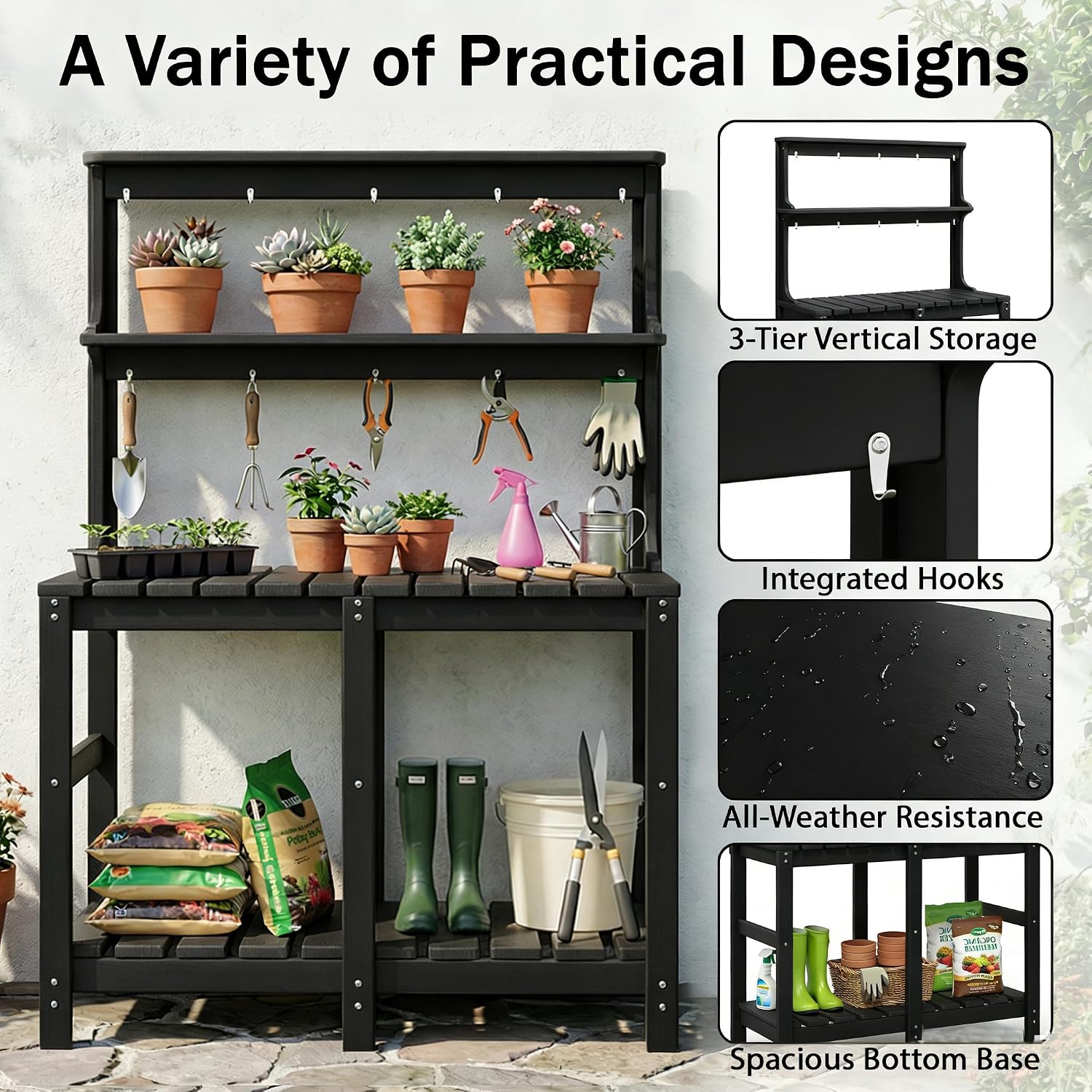 全天候型HDPE製ポッティングテーブルベンチ、ツールフック付 - Gardening Tools Toolstation のレビューと価格