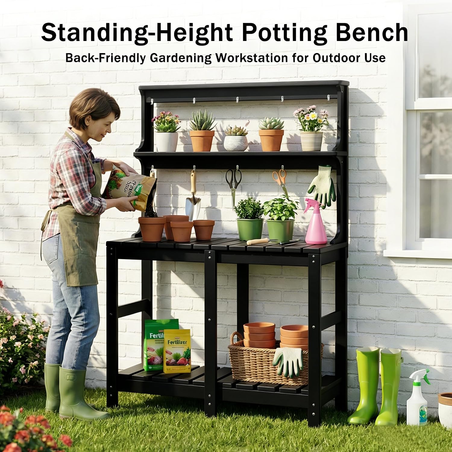 全天候型HDPE製ポッティングテーブルベンチ、ツールフック付 - Gardening Tools Toolstation のレビューと価格