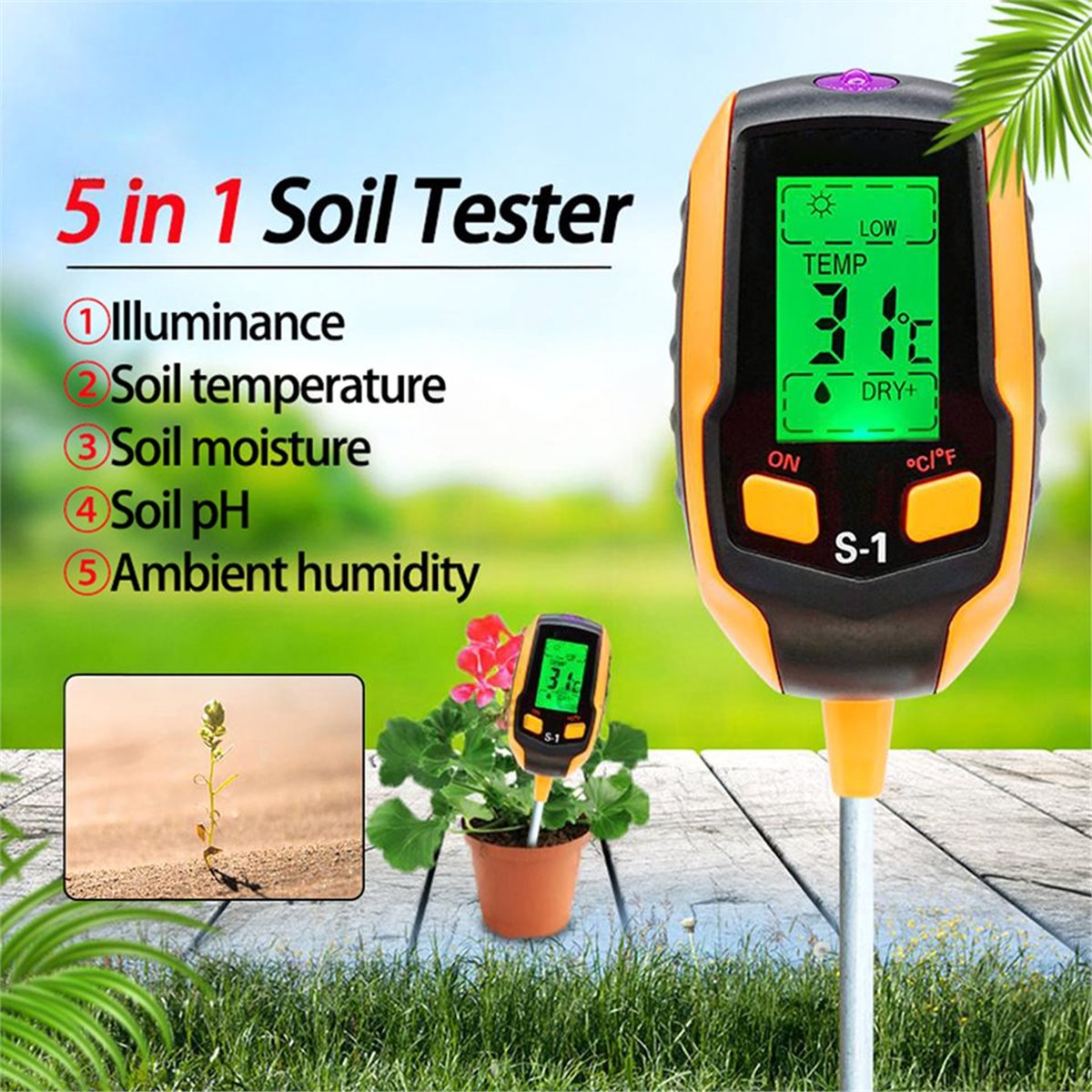 (PQWN) 土壌水分センサーメーター検出器金属プローブ園芸 - Gardening Tools B&M のレビューと価格