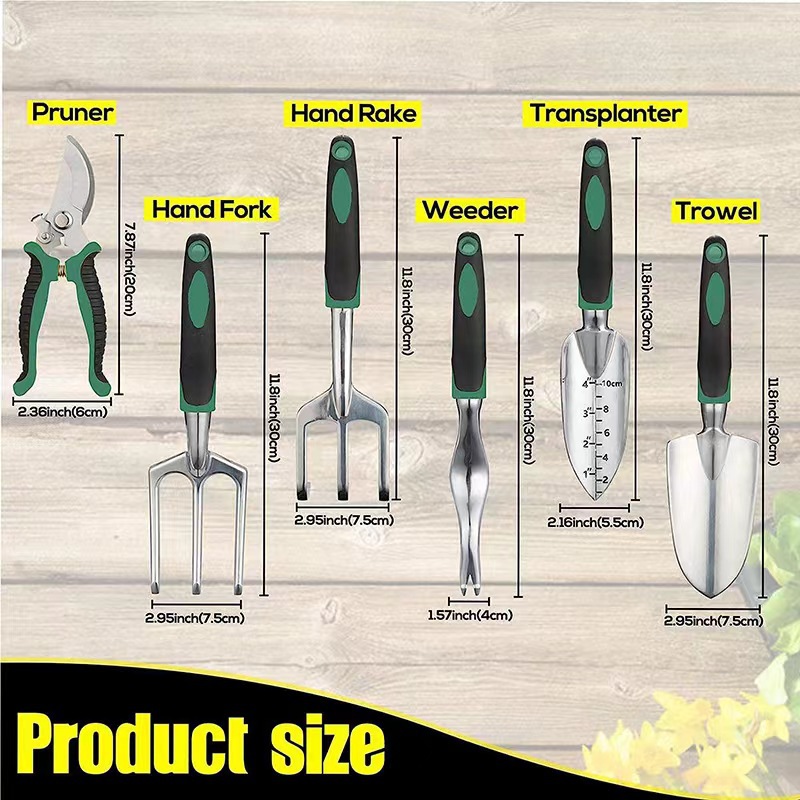 11個入りガーデンツールセット アルミ合金製ステンレス鋼シャ - Gardening Tools Spade のレビューと価格