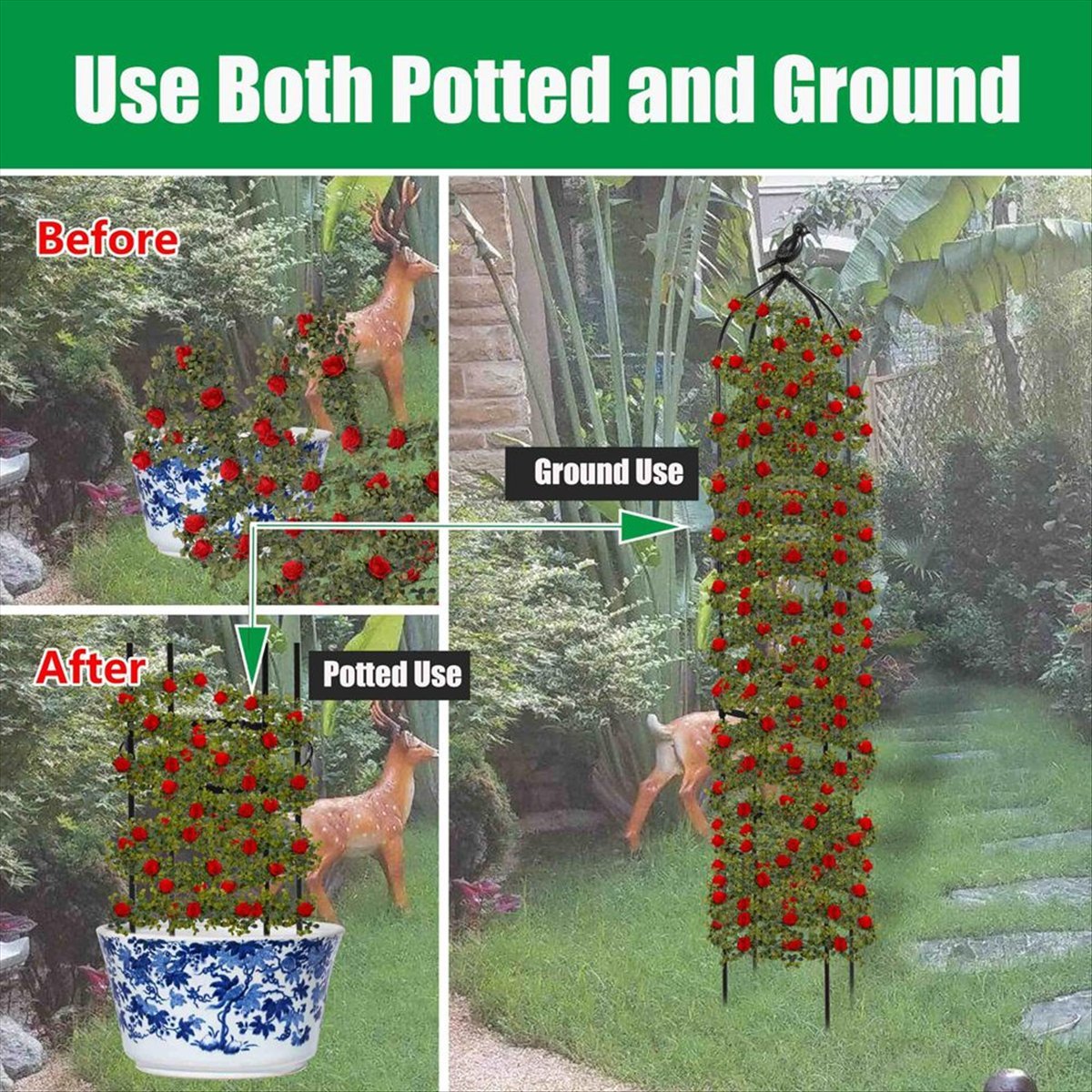 AT16 つる性植物用オベリスクトレリス、ガーデントレリス、 - Gardening Tools B&M のレビューと価格