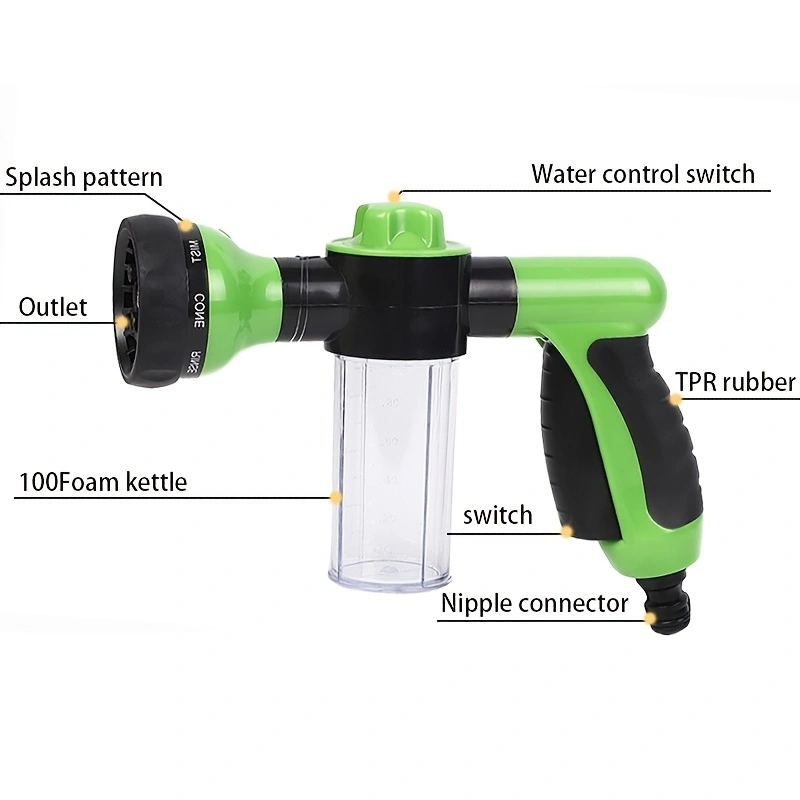 1PC 高圧泡散水缶車の水スプレーヘッドホースノズル 8 機 - Gardening Tools Watering Can のレビューと価格