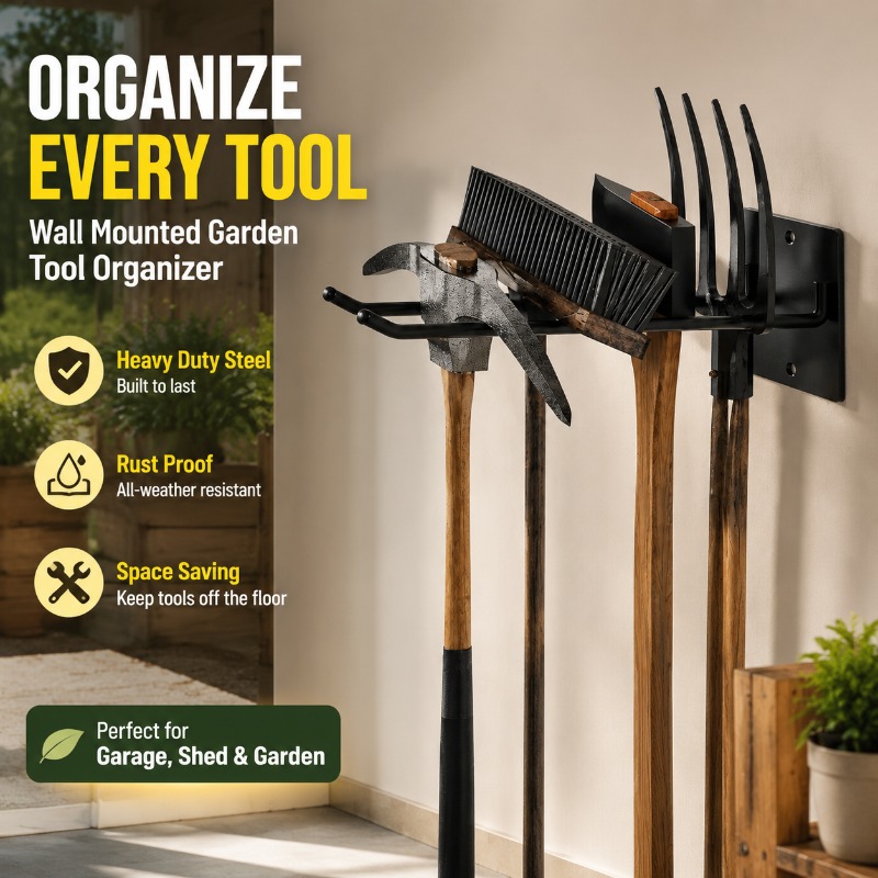 厚みのある壁掛け式ガーデンツール収納ラック、シャベル・スペー - Gardening Tools Spade のレビューと価格