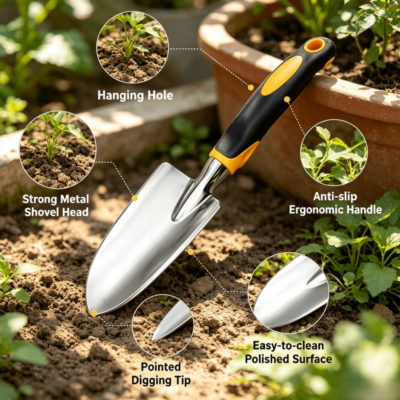 頑丈なステンレス製ハンドトロウェル、滑り止めハンドル付きガー - Gardening Tools Trowel のレビューと価格